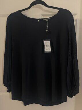 Adriann Papel Pleated Woven Sleeve Top